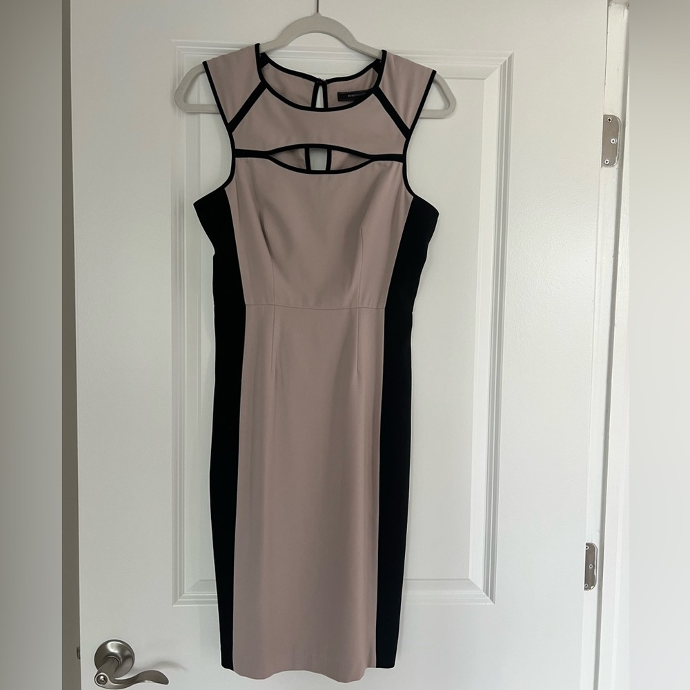 BRAND NEW Bcbgmaxazria Nude Tan Black Sexy Cut Out Pencil skirt Dress Size 4